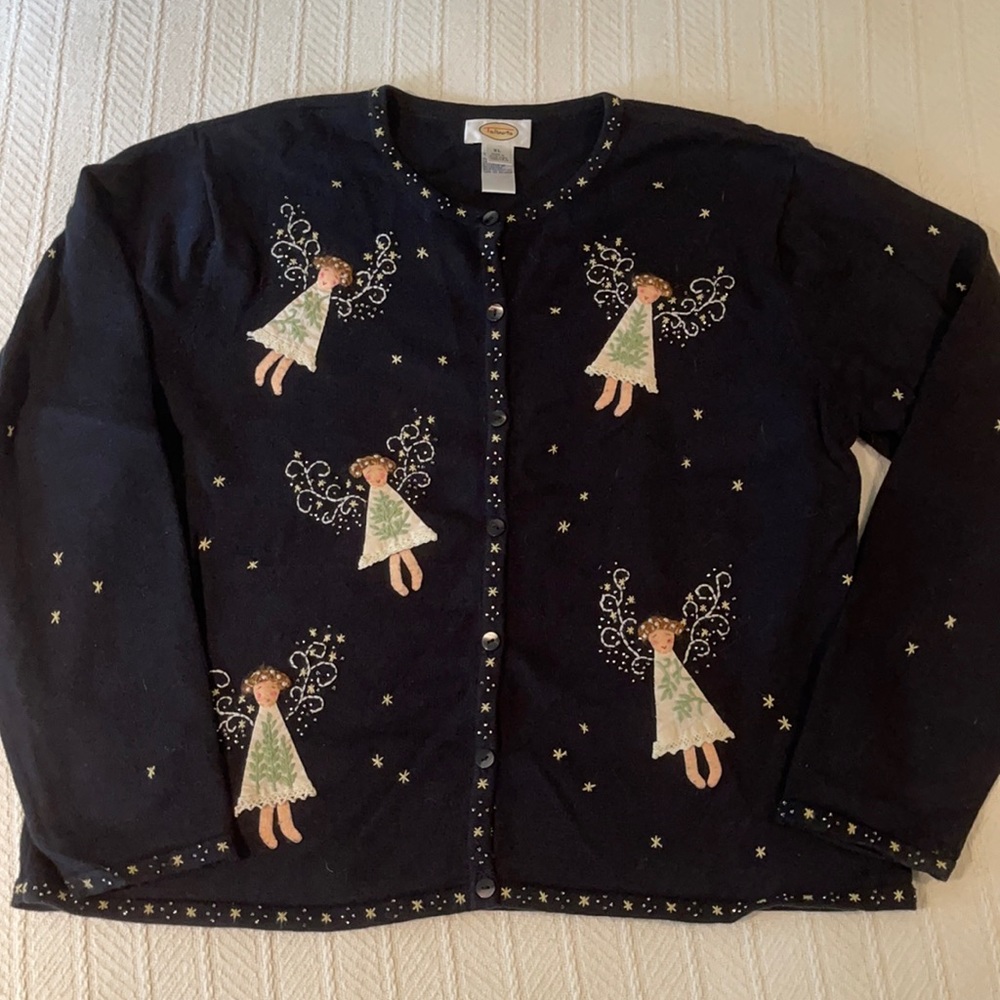 Talbots Angel Holiday Cardigan